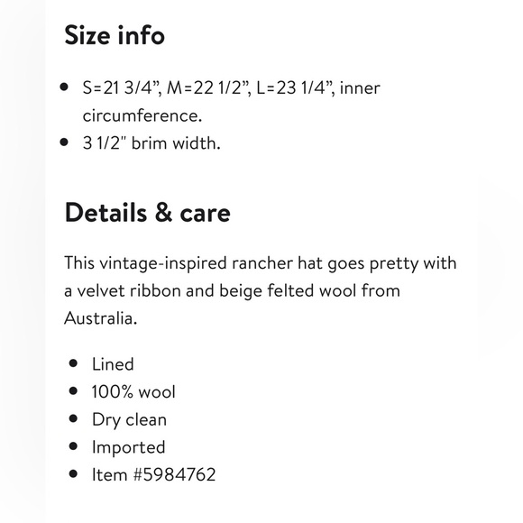 NWT Lack of Color Benson Rancher Beige Wool Velvet Band Size M - Picture 16 of 16